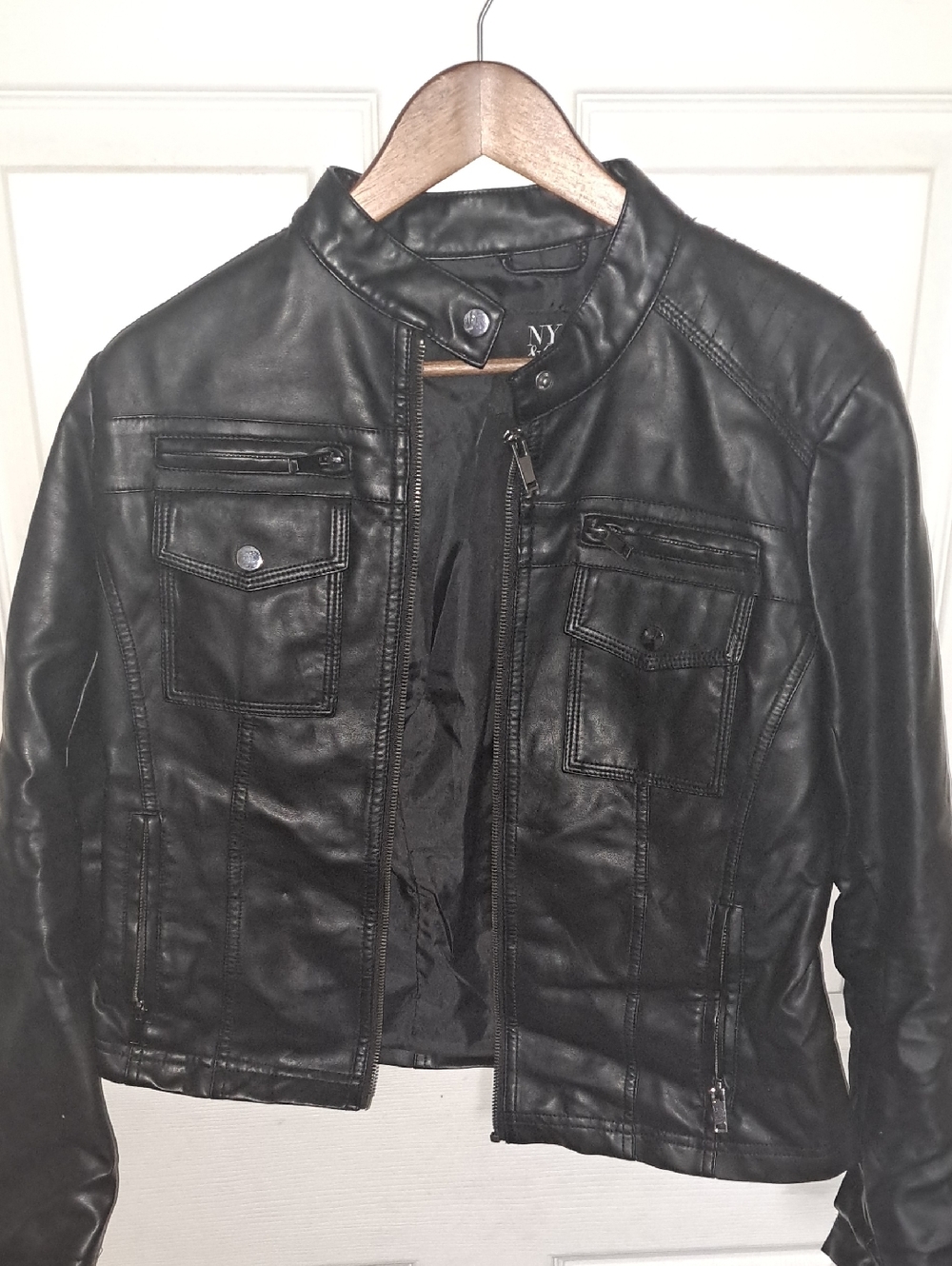 New York & Company Black Faux Leather Jacket